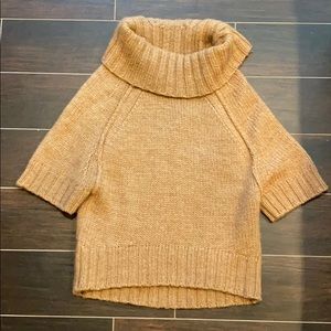Loft Tan Cowl Neck Short-Sleeved Sweater